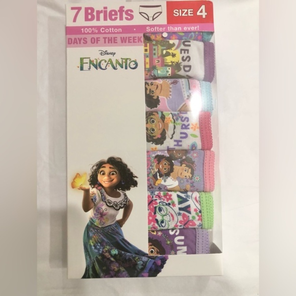 14pk Disney’s Encanto 100% cotton 7 days of the week little girl’s briefs size 4